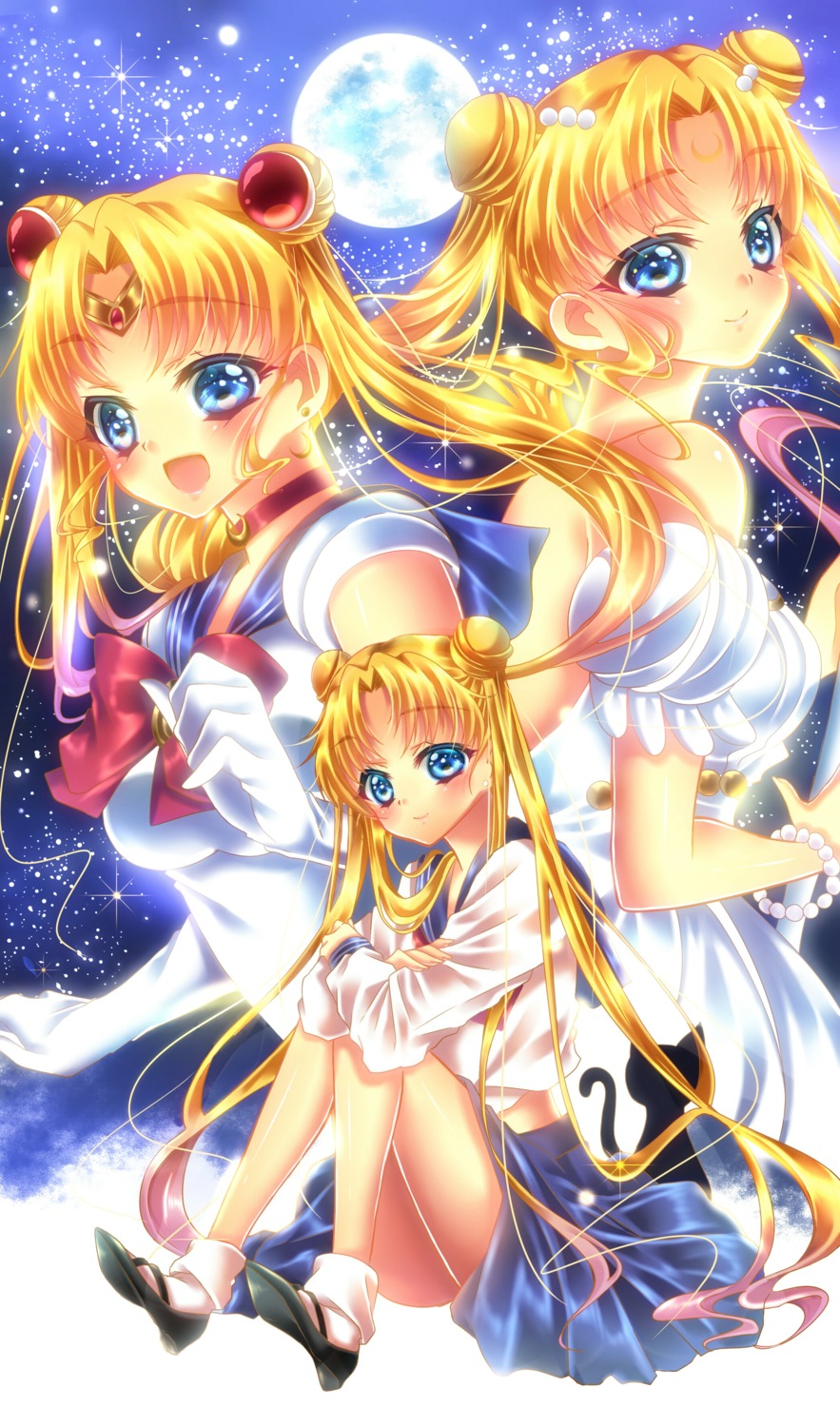 dress luna_(sailor_moon) neko no_bra princess_serenity sailor_moon seifuku touki_matsuri tsukino_usagi