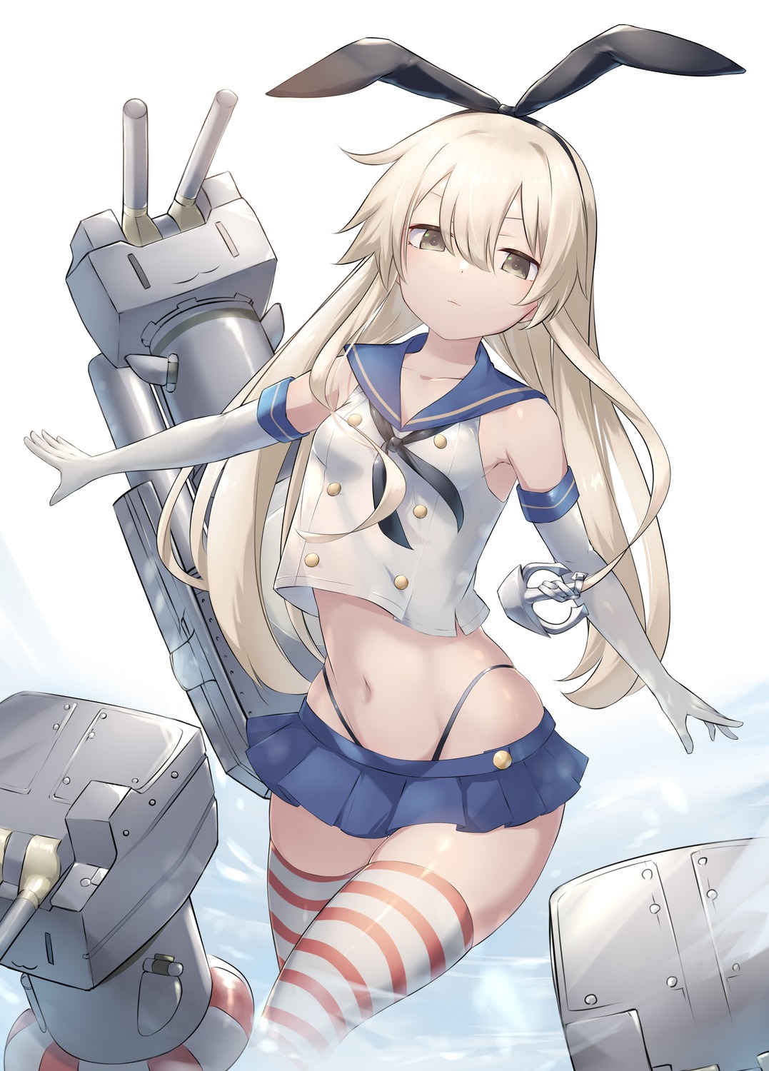 kantai_collection rensouhou-chan saikuu seifuku shimakaze_(kancolle) thighhighs wet