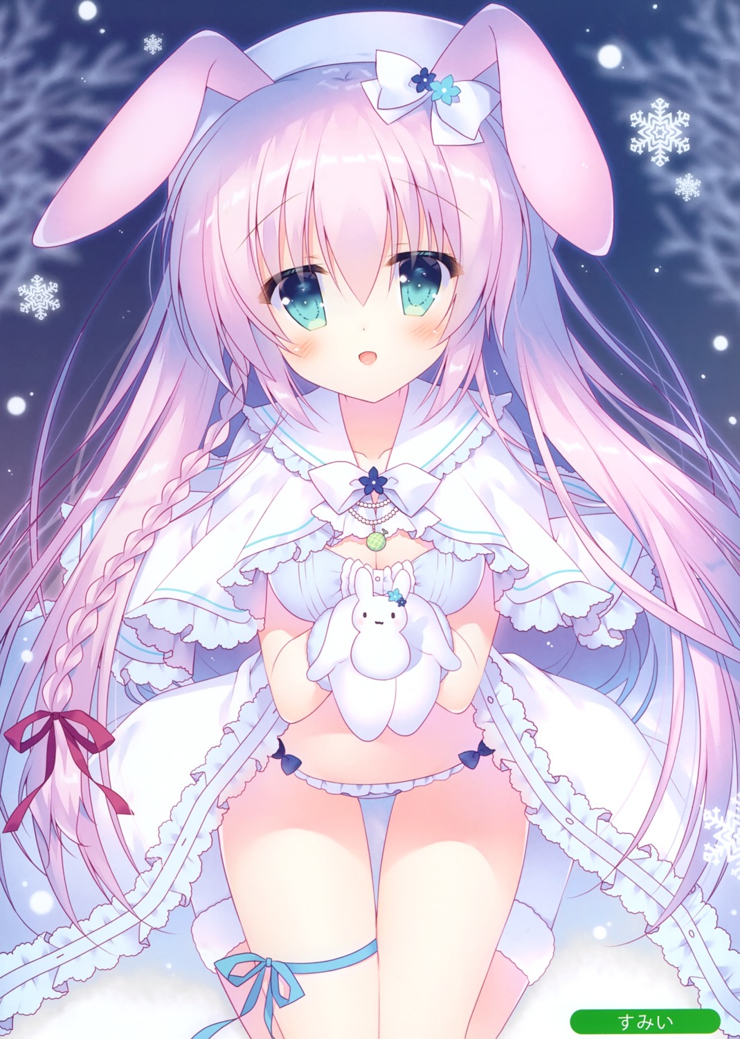 animal_ears bunny_ears christmas garter pantsu skirt_lift sumii