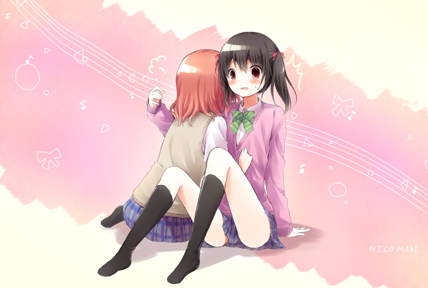 love_live! love_live!_(series) nishikino_maki sakuyunomi seifuku yazawa_nico yuri