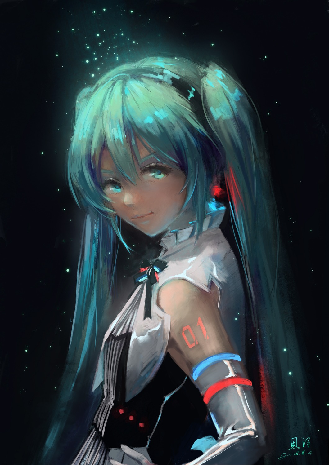 hatsune_miku hatsune_miku_symphony tattoo vocaloid xiaobanbei_milk