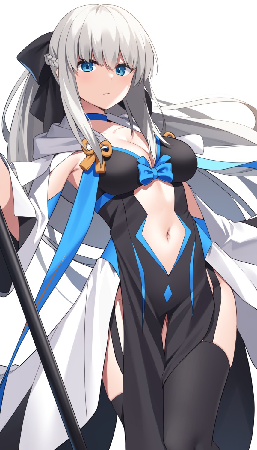 cleavage dress fate/grand_order morgan_le_fay_(fate) stockings suiroh thighhighs