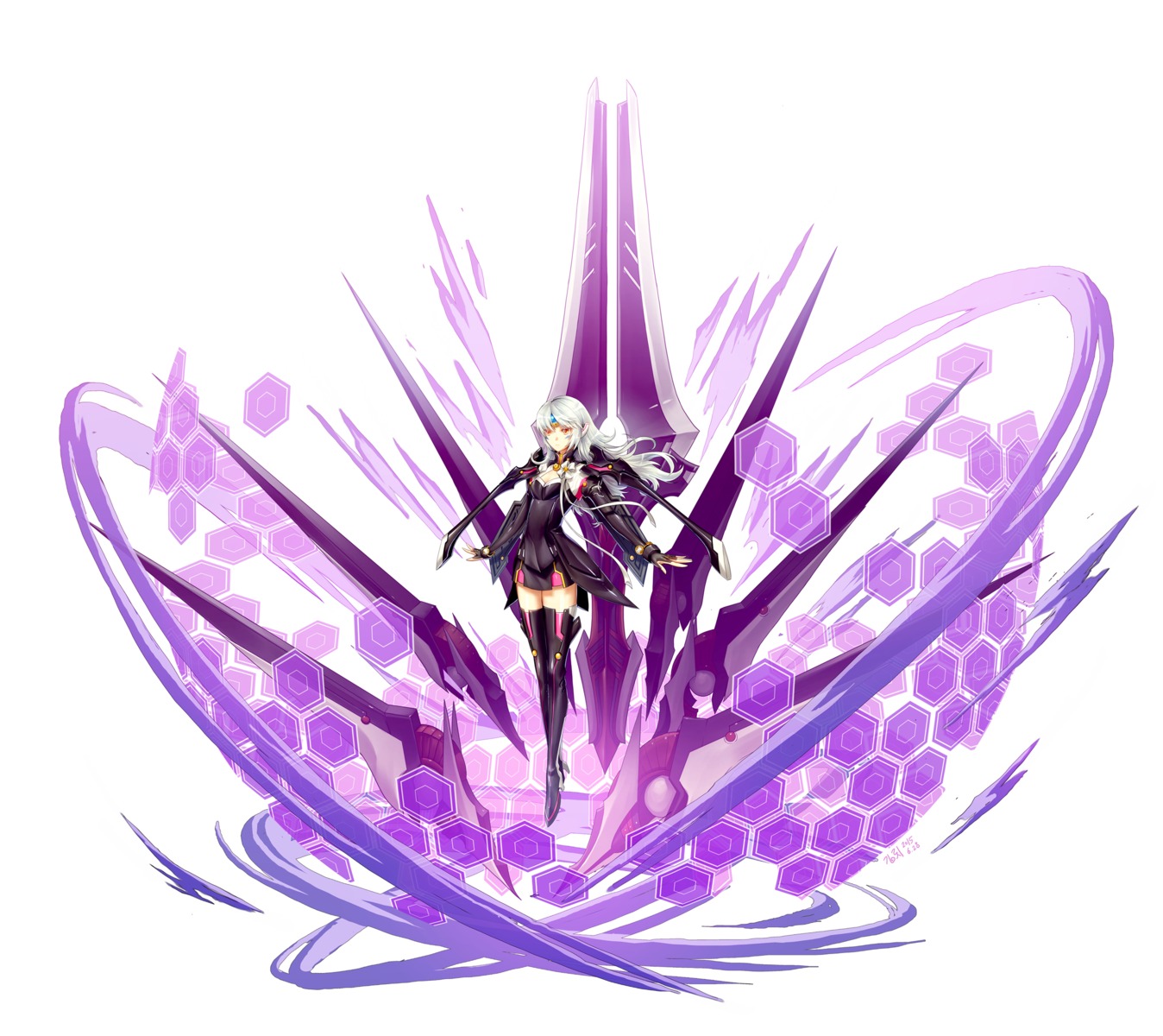 cleavage elsword eve_(elsword) heels kkamming sword thighhighs wings