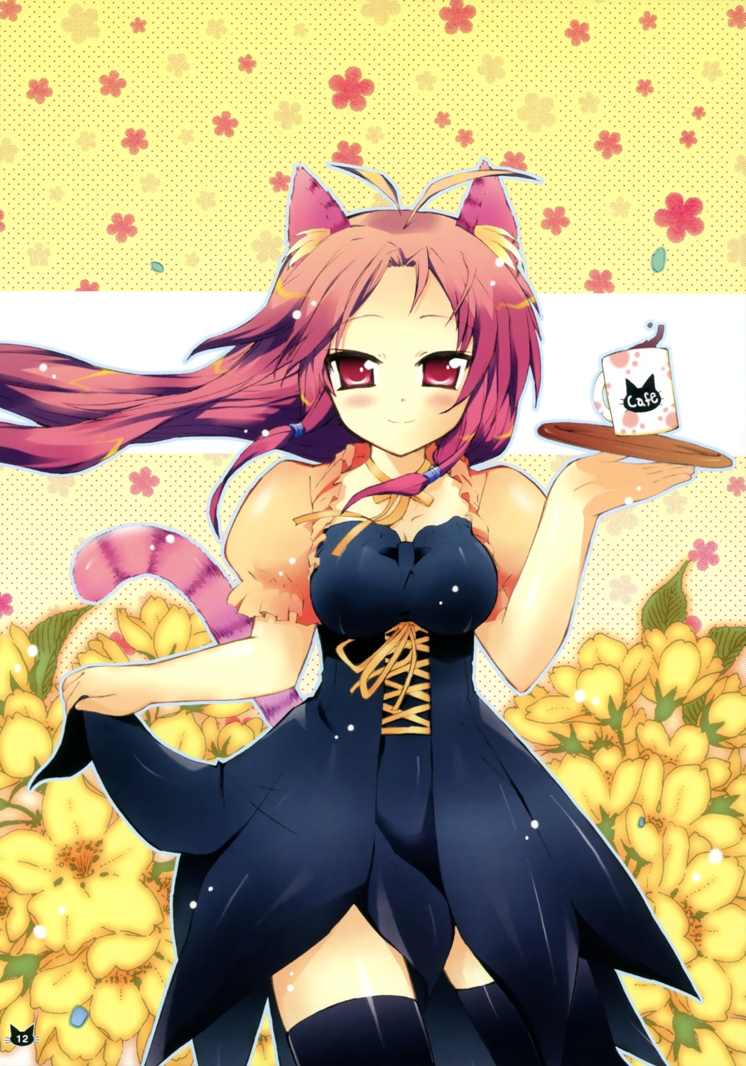 animal_ears nekomimi suihei_kiki tail thighhighs waitress