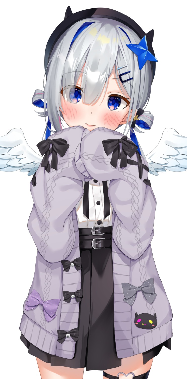 amane_kanata garter hololive k_mugura sweater wings