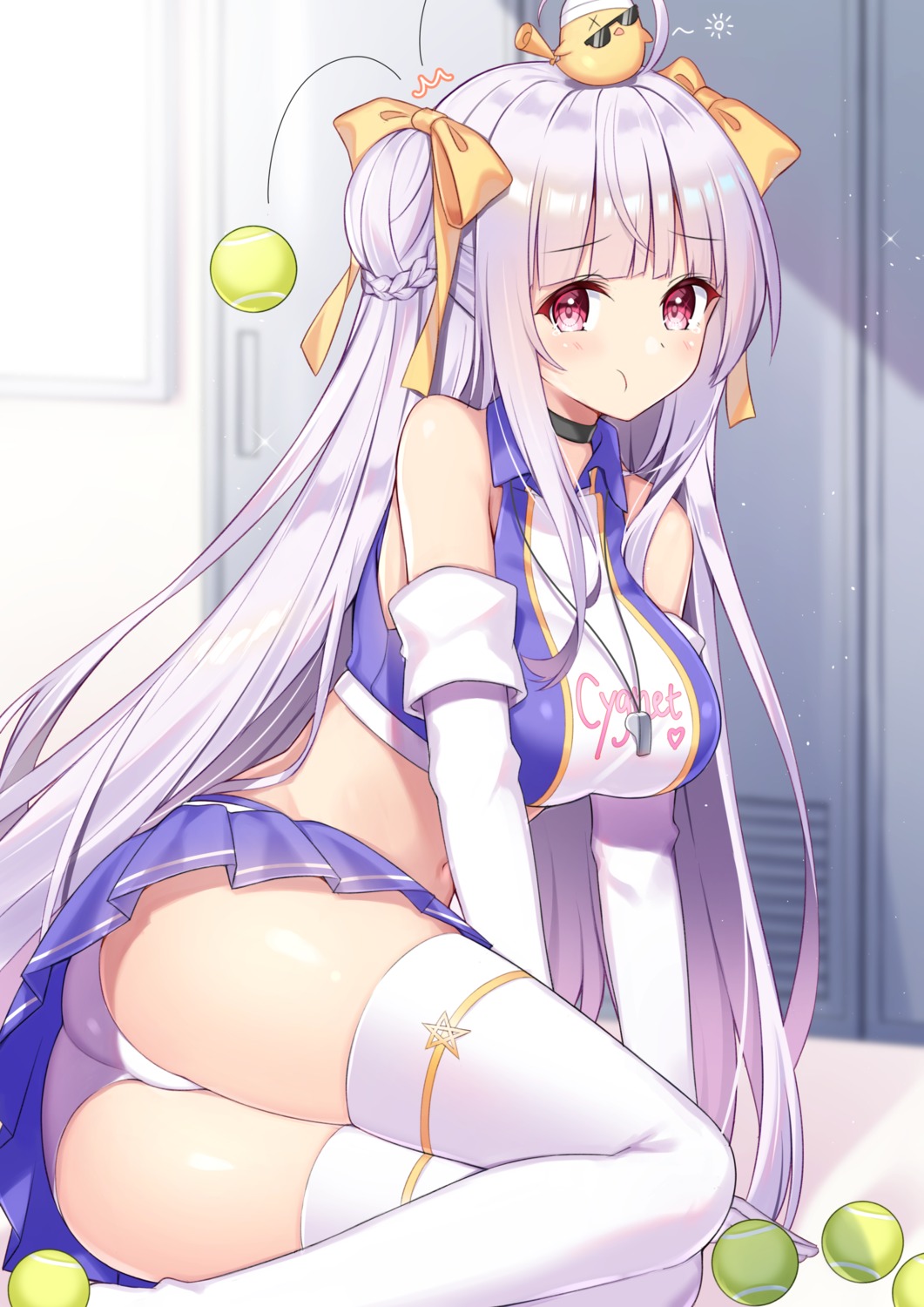 ass azur_lane cygnet_(azur_lane) pantsu takeg05 tennis thighhighs