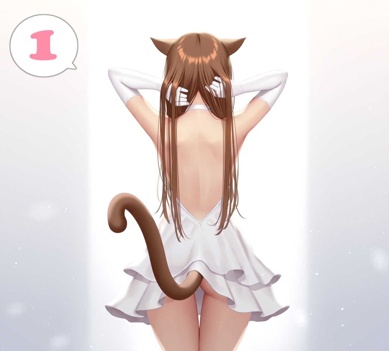 animal_ears ass dress nekomimi no_bra re:shimashima skirt_lift tail