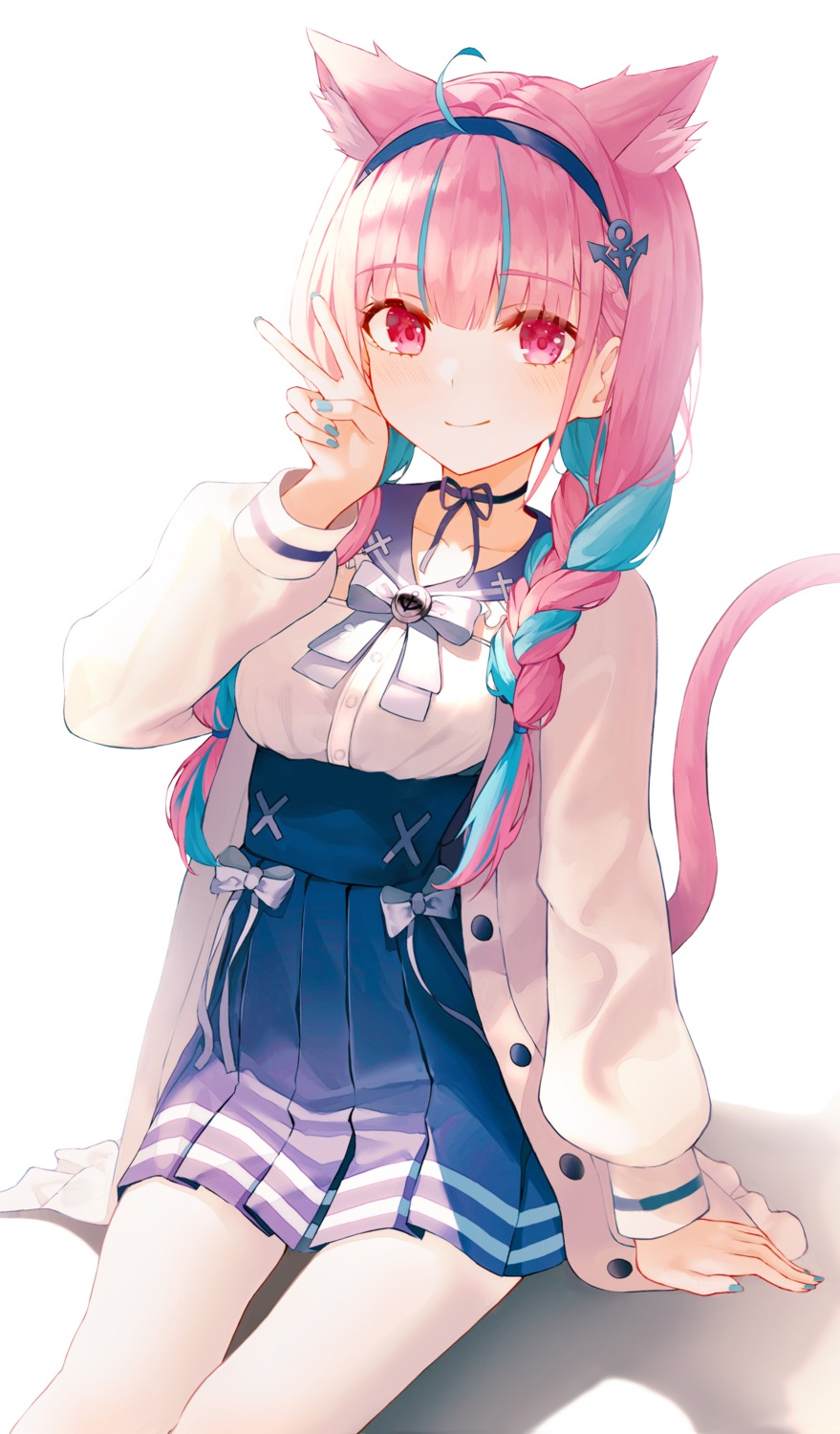 animal_ears hololive kerno minato_aqua nekomimi pantyhose seifuku tail