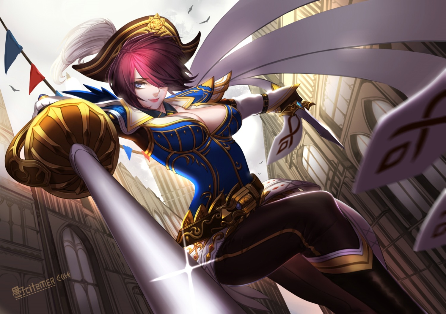 armor citemer cleavage fiora league_of_legends sword weapon