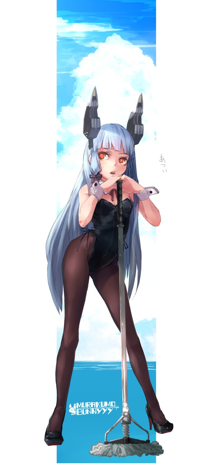 bunny_girl cleavage heels kantai_collection kumonji_aruto murakumo_(kancolle) nopan pantyhose