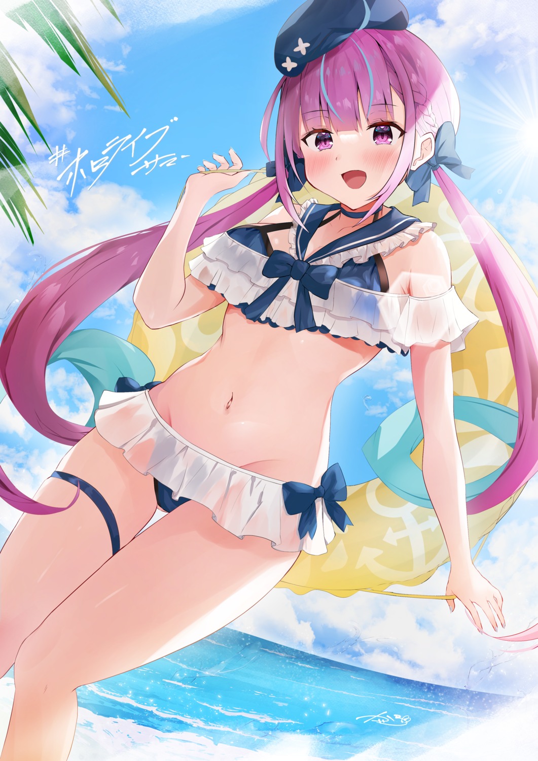 bikini garter hololive kairono3jou minato_aqua see_through swimsuits