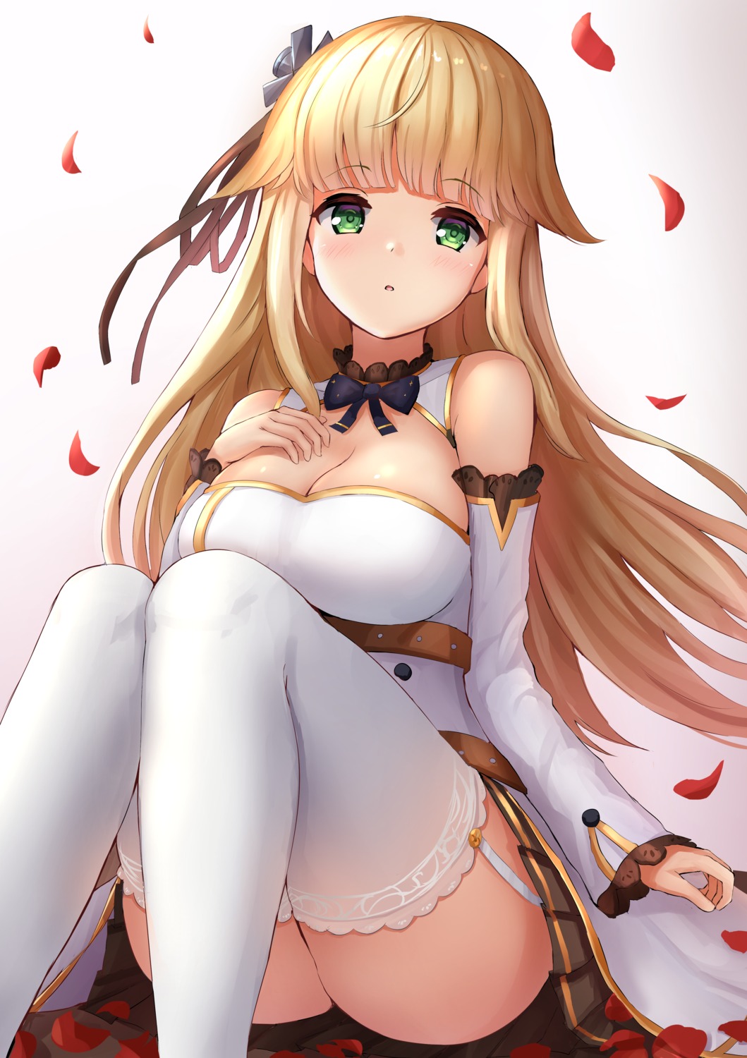 aurora_(azur_lane) azur_lane breast_hold cleavage manda_(manda9n) skirt_lift stockings thighhighs