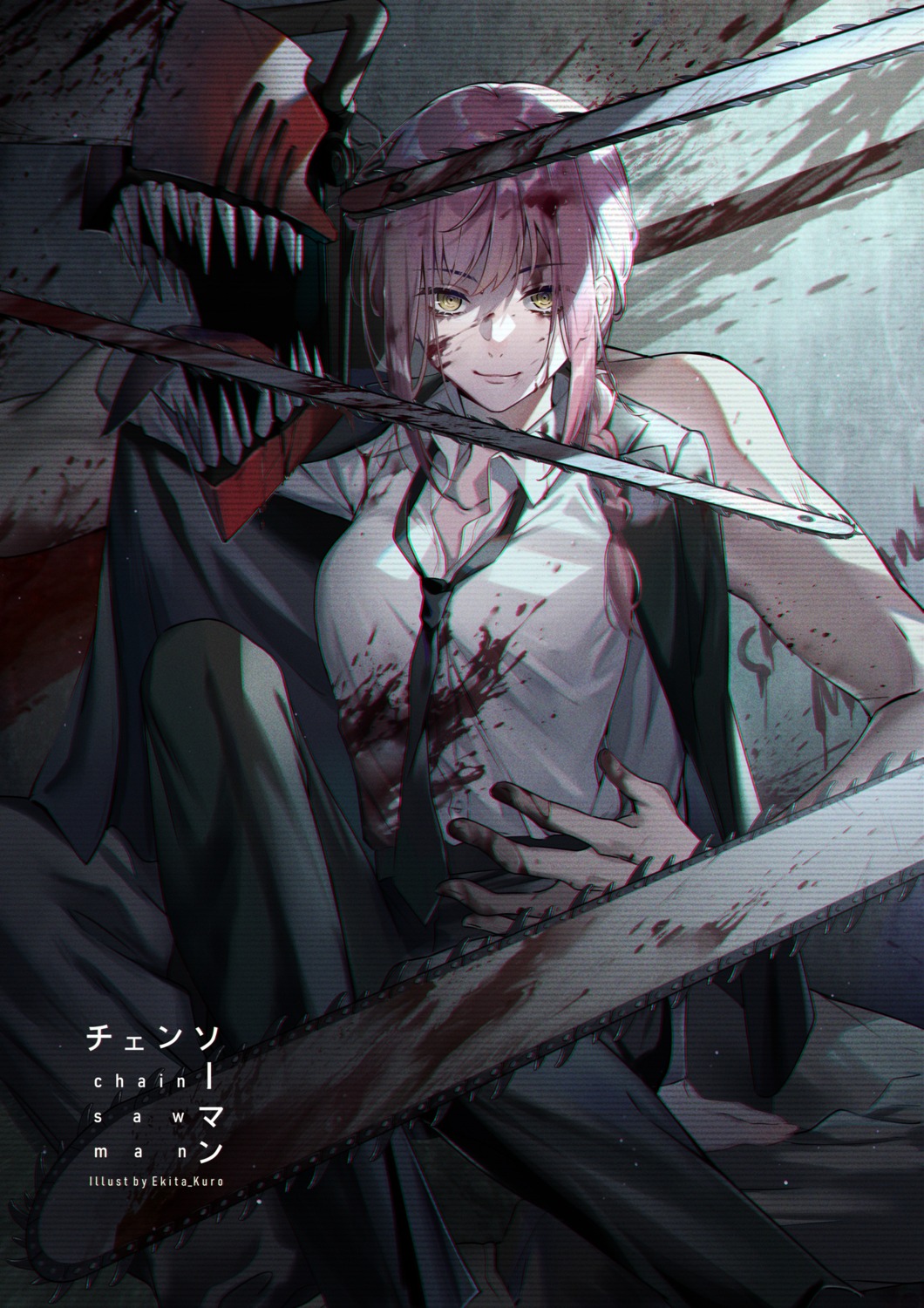 blood business_suit chainsaw chainsaw_man ekita_xuan makima_(chainsaw_man)