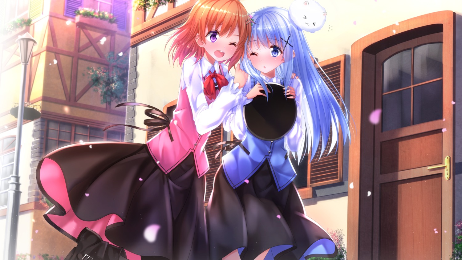 gochuumon_wa_usagi_desu_ka? hoto_cocoa kafuu_chino swordsouls tippy_(gochiusa) uniform waitress