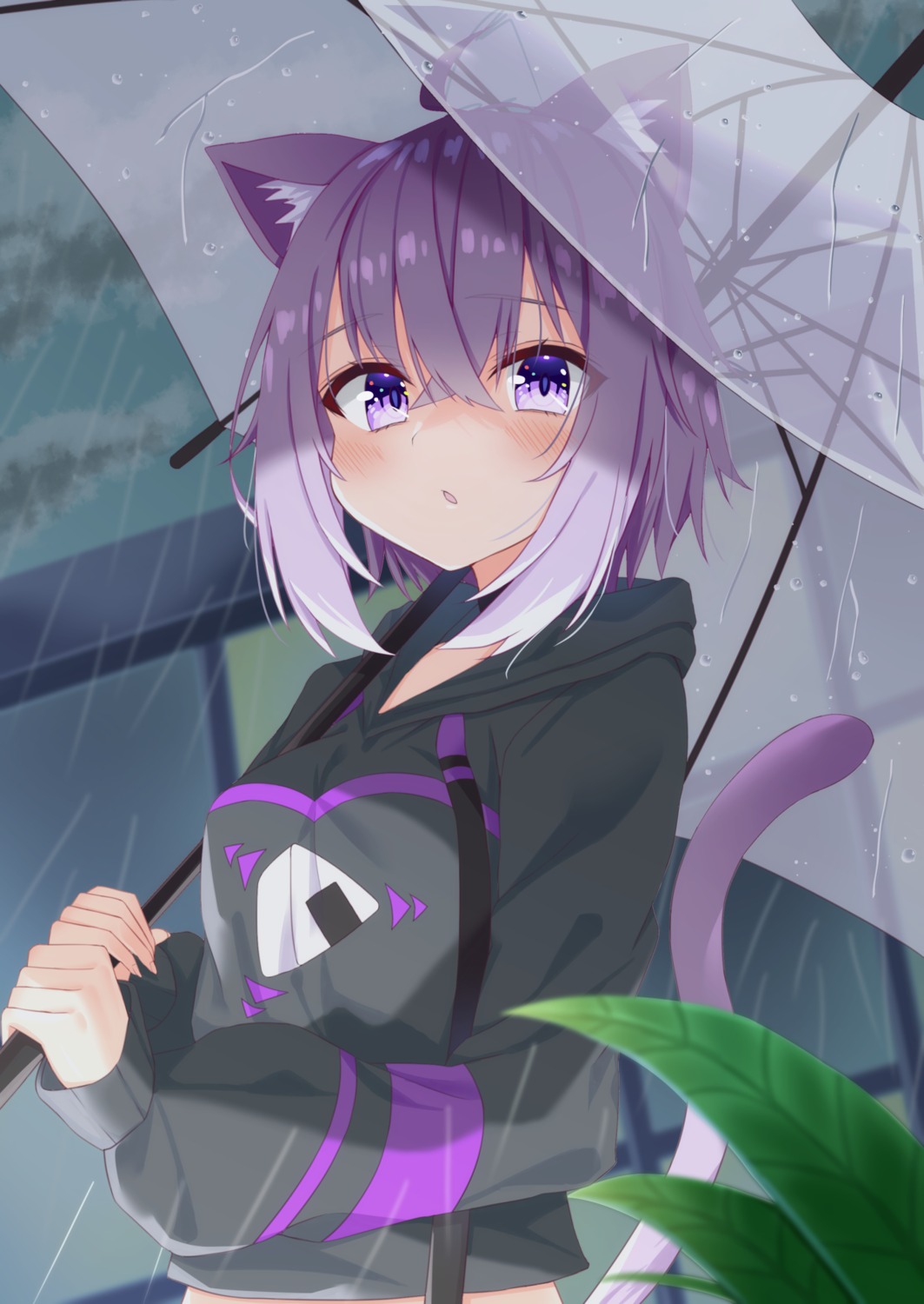 animal_ears divergenceok hololive hololive_gamers nekomata_okayu nekomimi tail umbrella