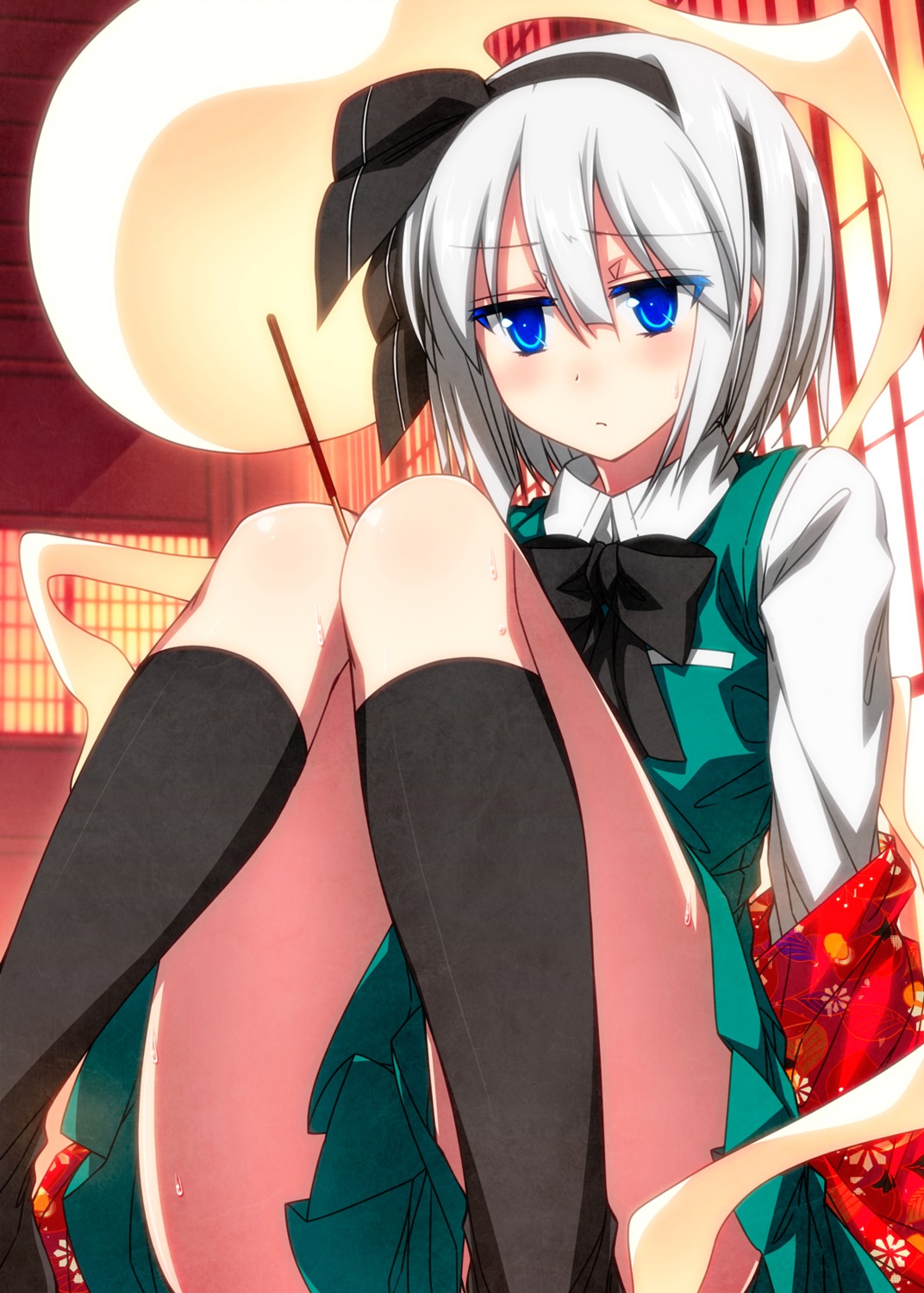 konpaku_youmu sazanami_mio skirt_lift touhou