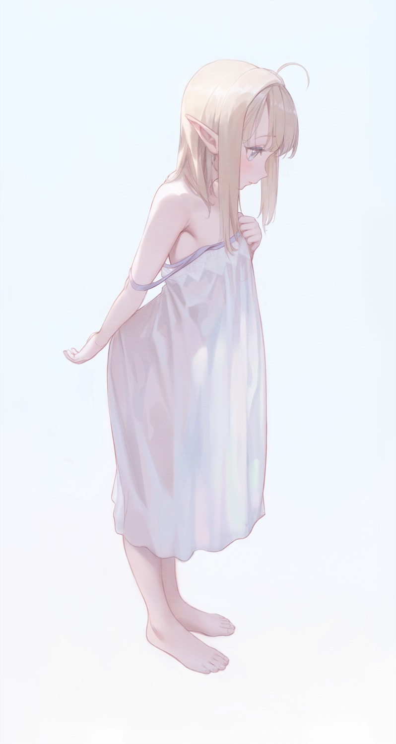 bingwei_huang elf loli no_bra pajama pointy_ears see_through