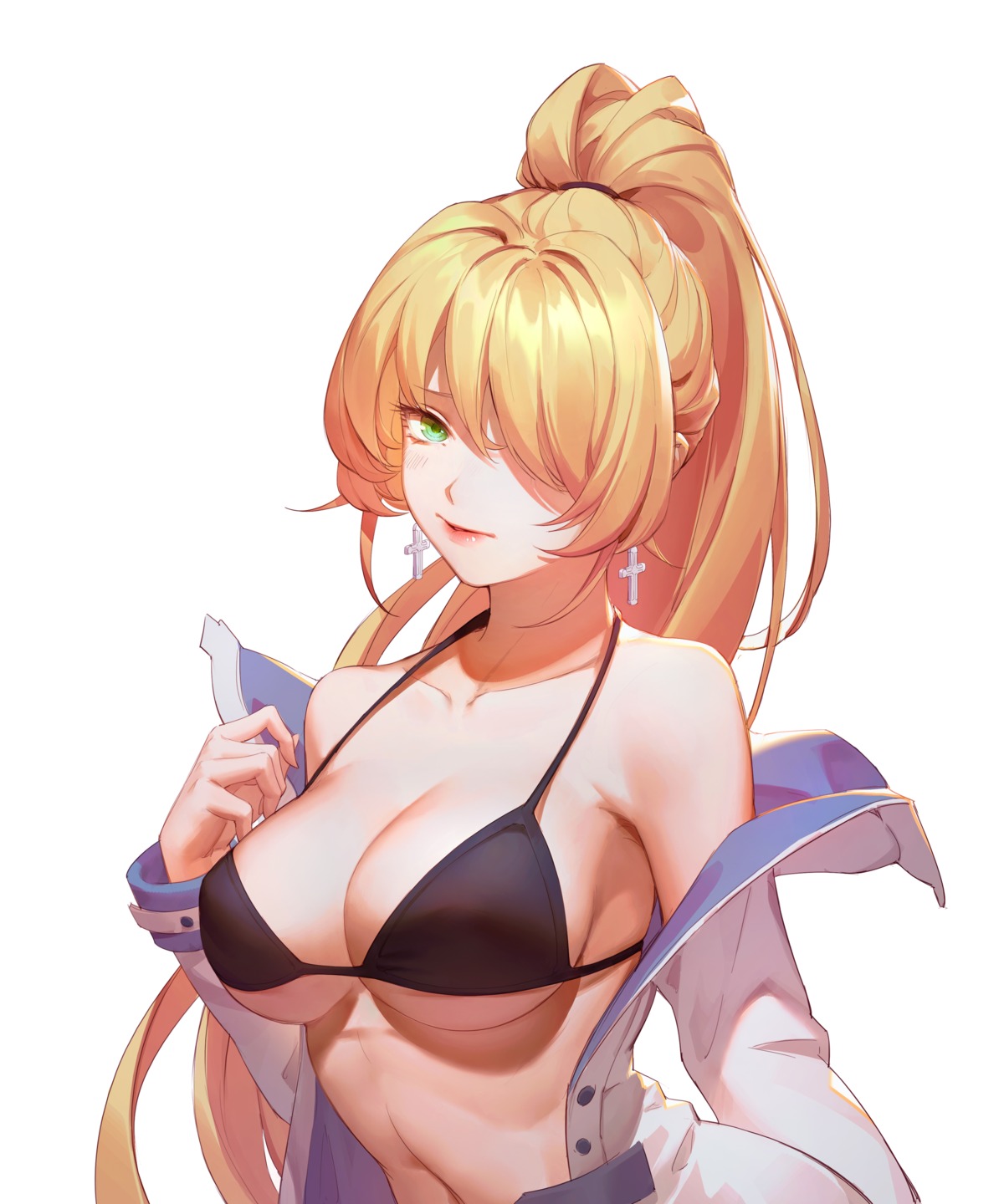 bikini_top cleavage open_shirt q18607 swimsuits underboob