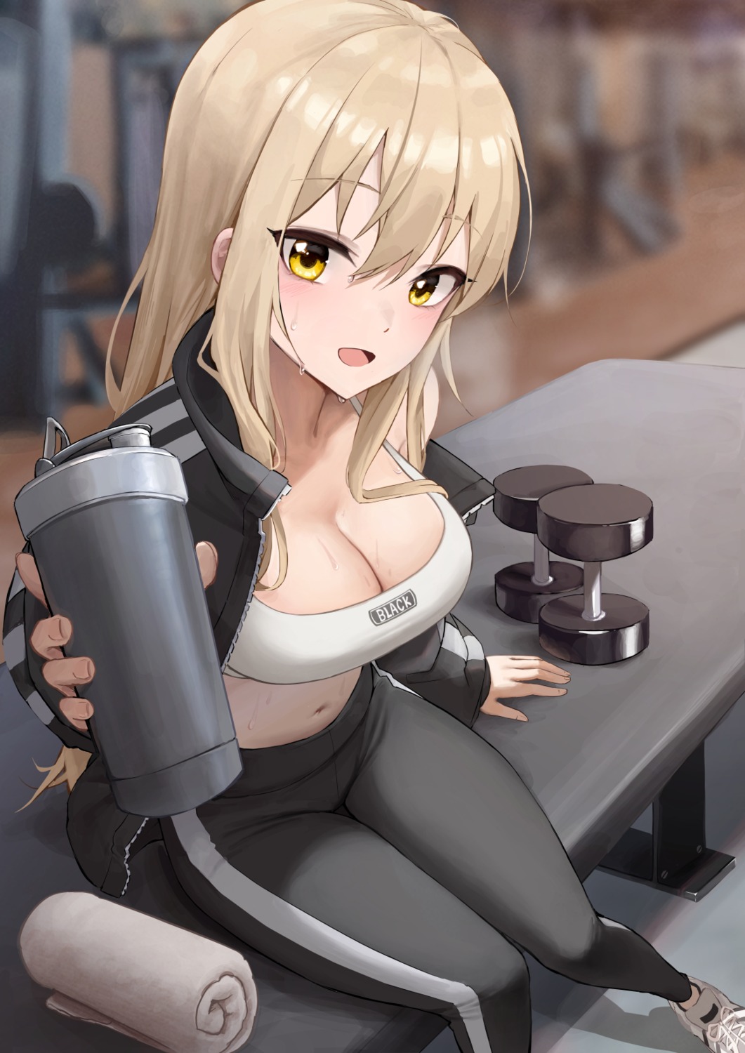 bra cleavage gym_uniform mansu_(user_pnmp4287) open_shirt