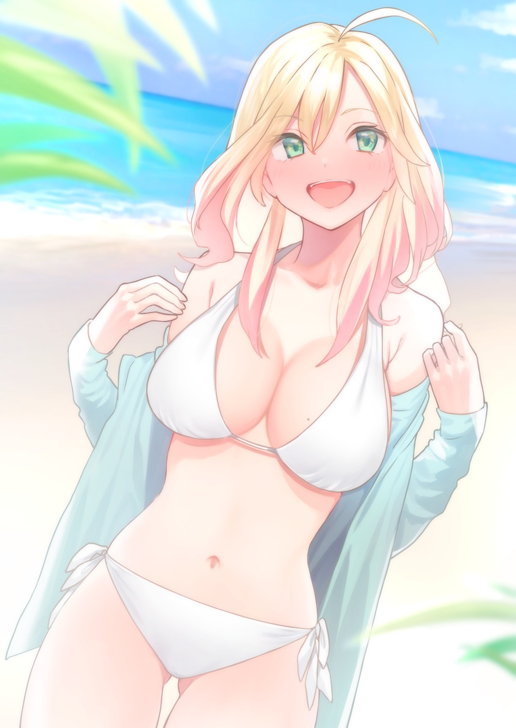 bikini open_shirt rinku_(rin9) swimsuits