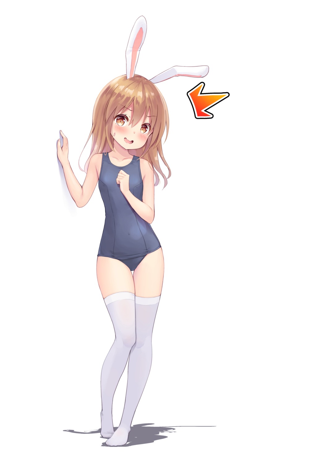 animal_ears bunny_ears school_swimsuit swimsuits tenjou_ryuka thighhighs