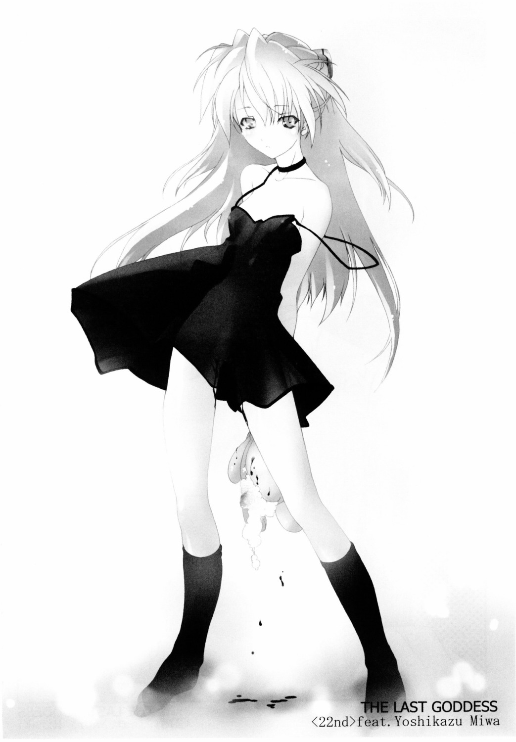 blood dress miwa_yoshikazu monochrome neon_genesis_evangelion souryuu_asuka_langley summer_dress