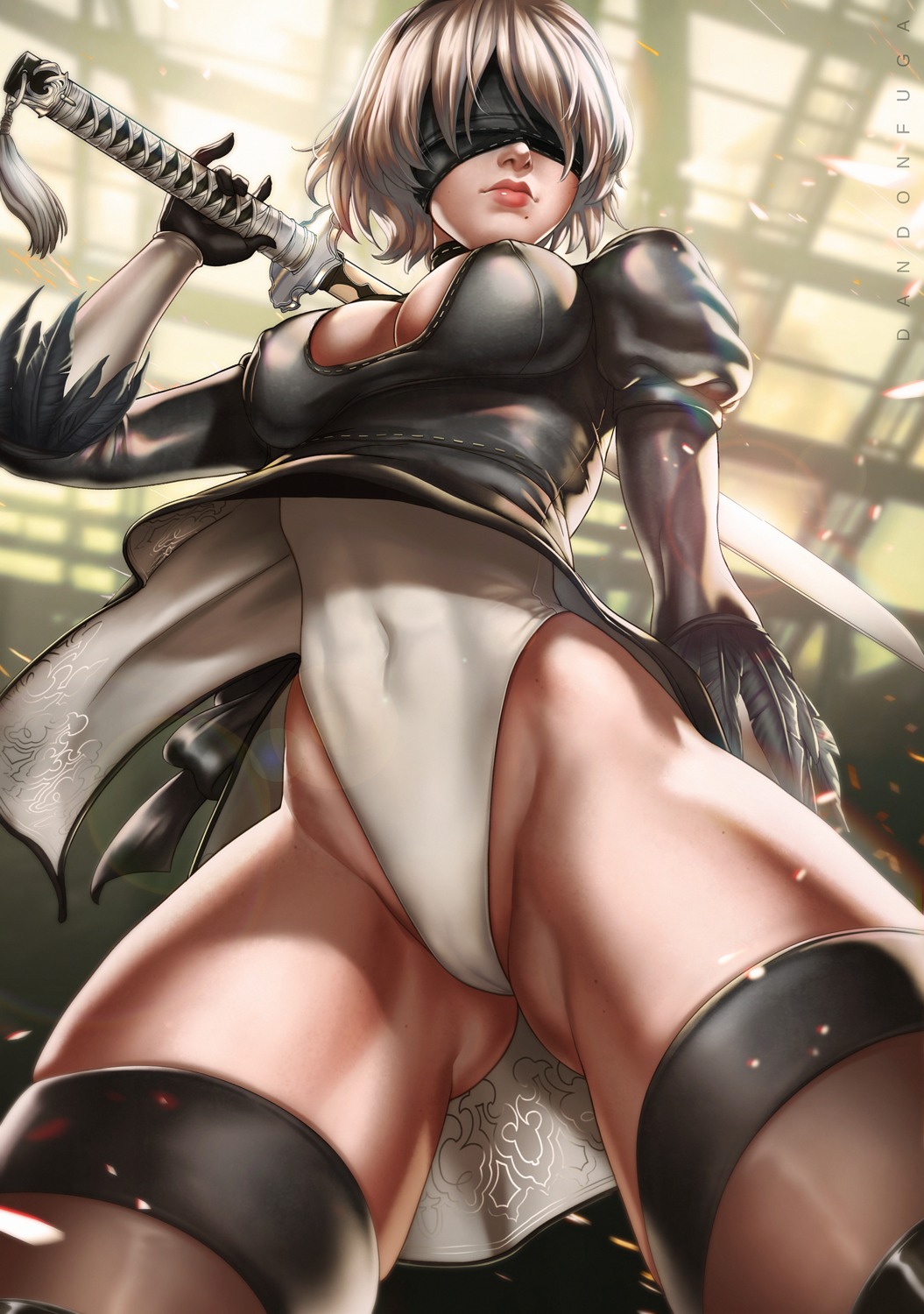 Dandon Fuga Nier Automata Yorha No 2 Type B Cameltoe Dress Erect Nipples Leotard Sword