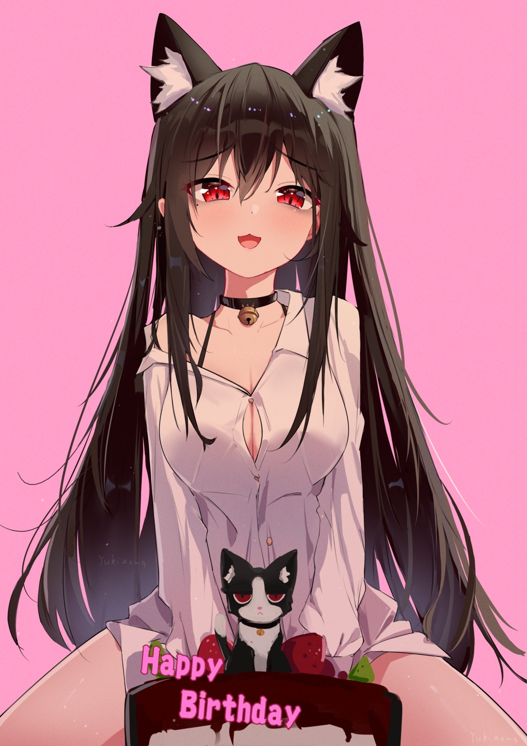 animal_ears cleavage dress_shirt neko nekomimi yukizawa