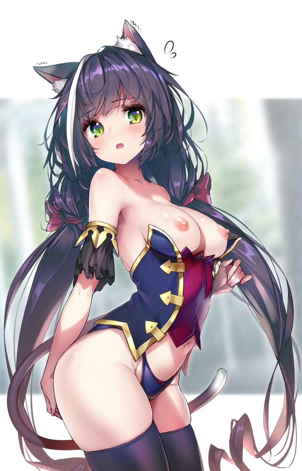 animal_ears breasts hong_(white_spider) karyl_(princess_connect) nekomimi nipples no_bra pantsu princess_connect! princess_connect!_re:dive tail thighhighs