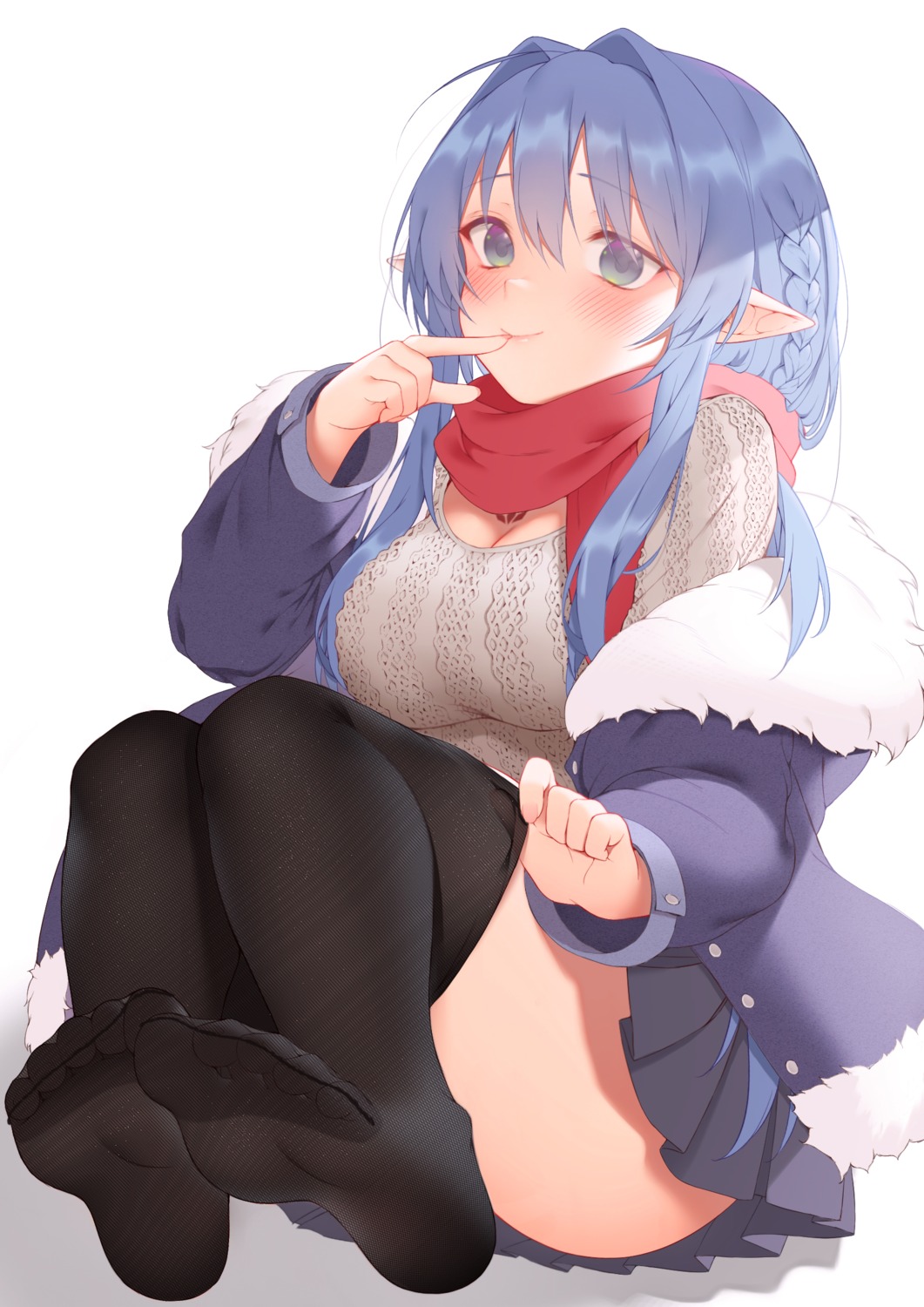 feet pantyhose pointy_ears skirt_lift sweater undressing zhaofeng_yinyue