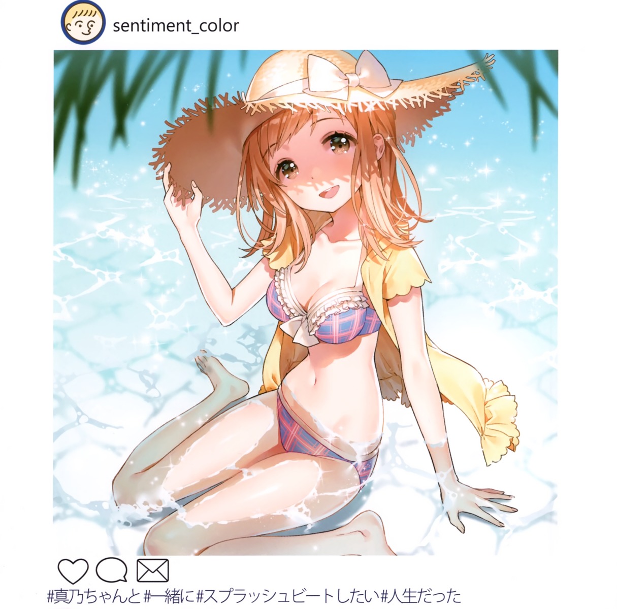 ancotaku bikini milk_lamp open_shirt sakuragi_mano swimsuits the_idolm@ster the_idolm@ster_shiny_colors wet