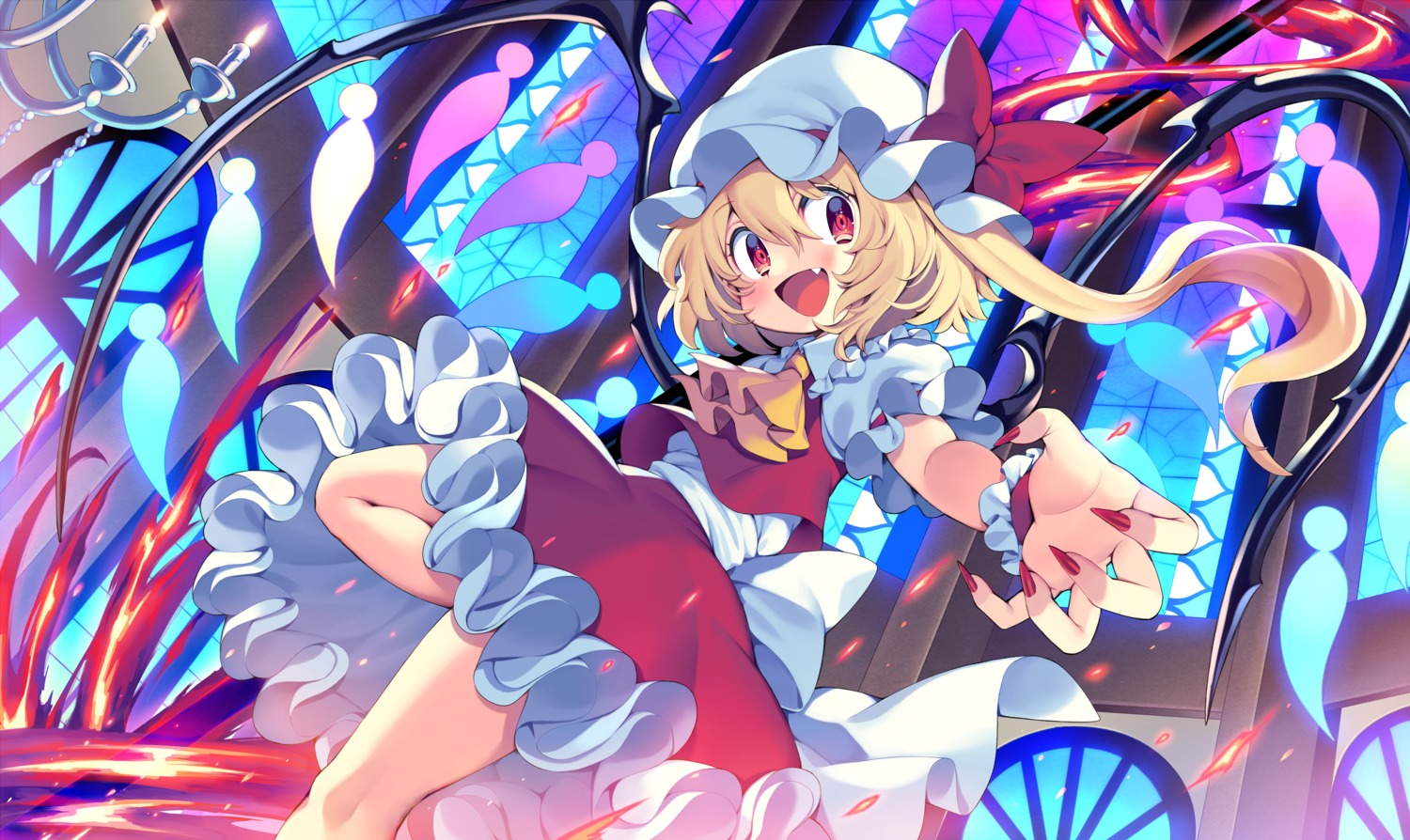 flandre_scarlet iroyopon skirt_lift touhou wings