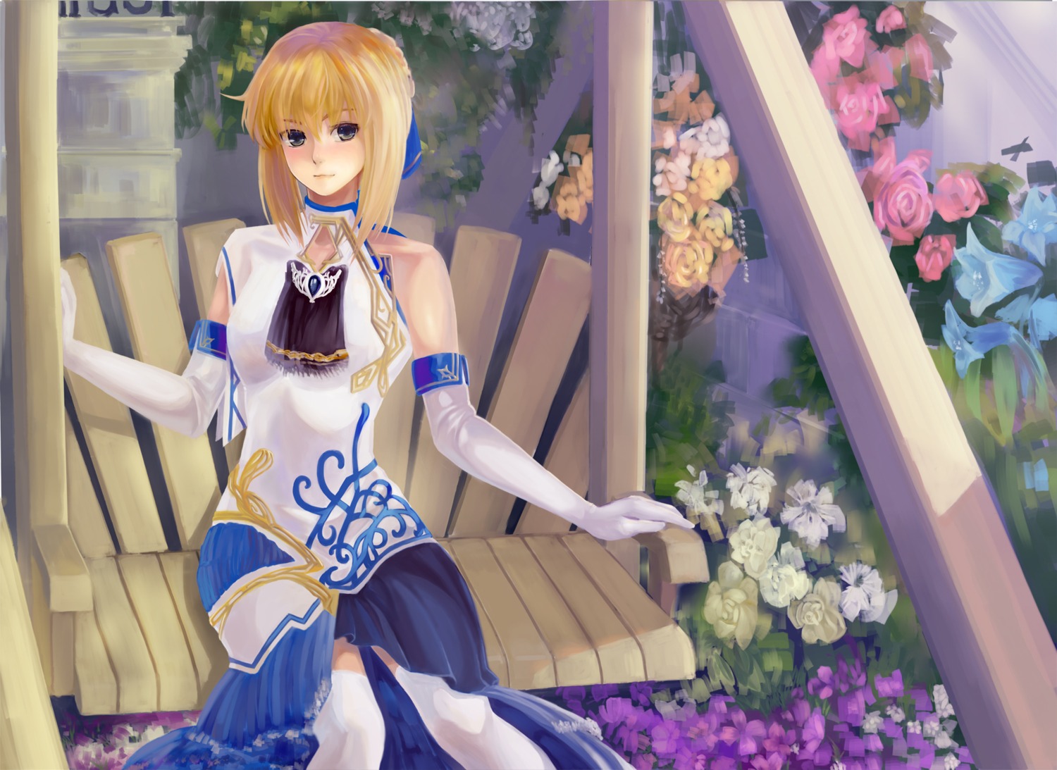 dress fate/stay_night kenbou saber thighhighs