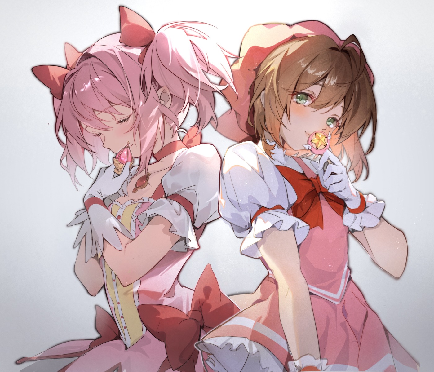 card_captor_sakura cloudyman crossover dress kaname_madoka kinomoto_sakura puella_magi_madoka_magica