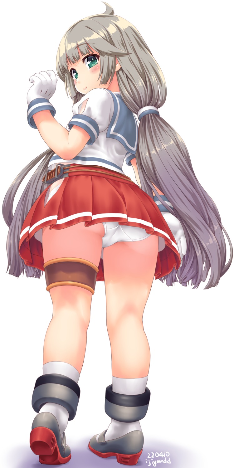 ass dd_(ijigendd) garter heels kantai_collection loli mikura_(kancolle) pantsu seifuku skirt_lift