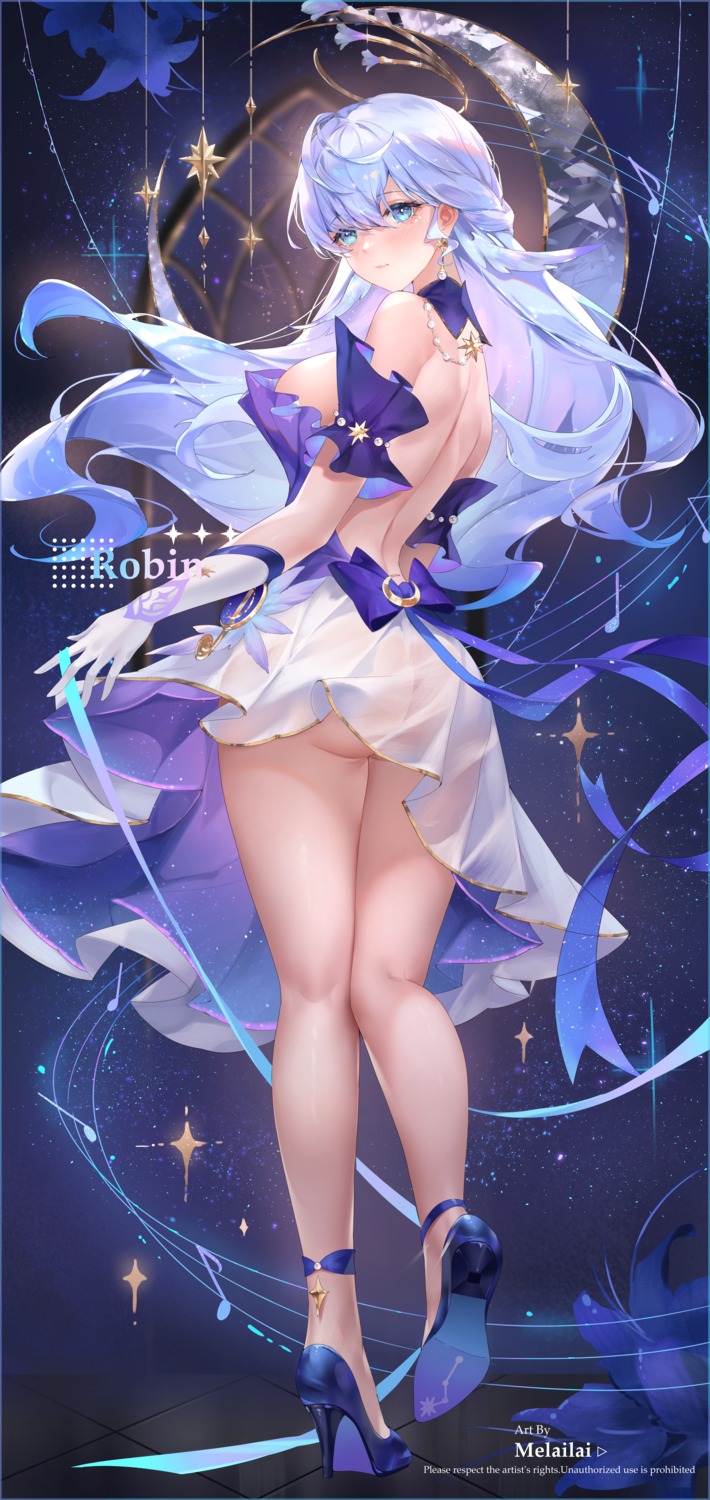 halo heels honkai:_star_rail melailai no_bra nopan robin see_through skirt_lift