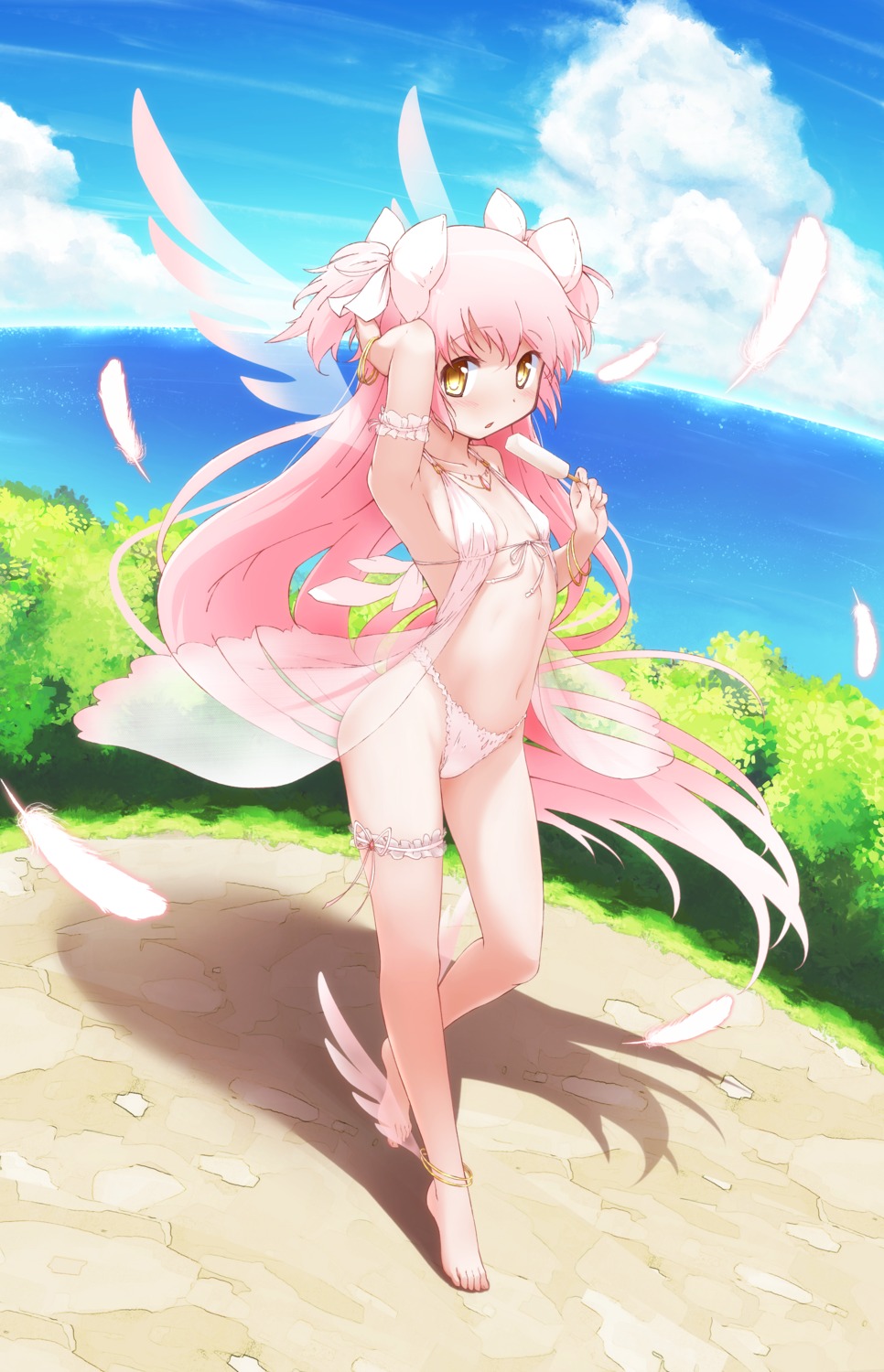 bikini garter kaname_madoka mahou_shoujo_madoka_magica see_through swimsuits ultimate_madoka wings yanmaami