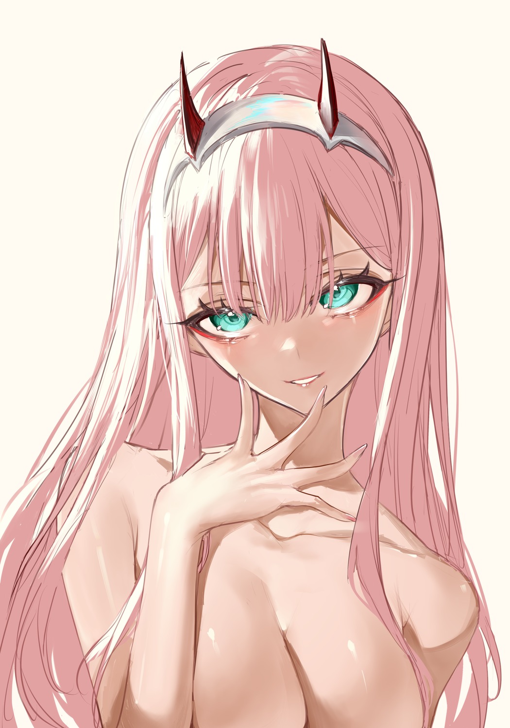 darling_in_the_franxx horns horz topless zero_two_(darling_in_the_franxx)