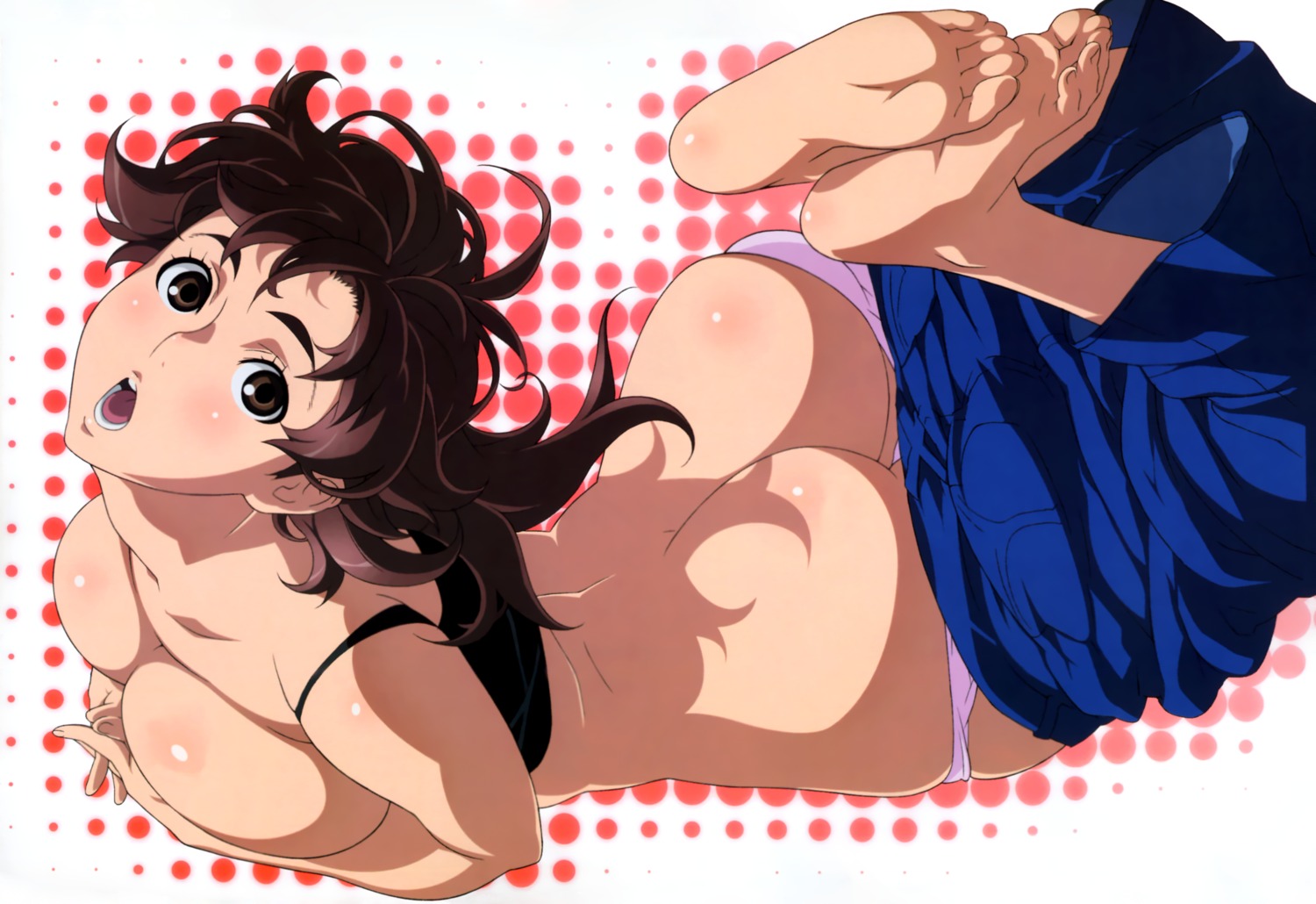 amaha_masane ass bra breast_hold breasts cleavage feet panty_pull undressing uno_makoto witchblade