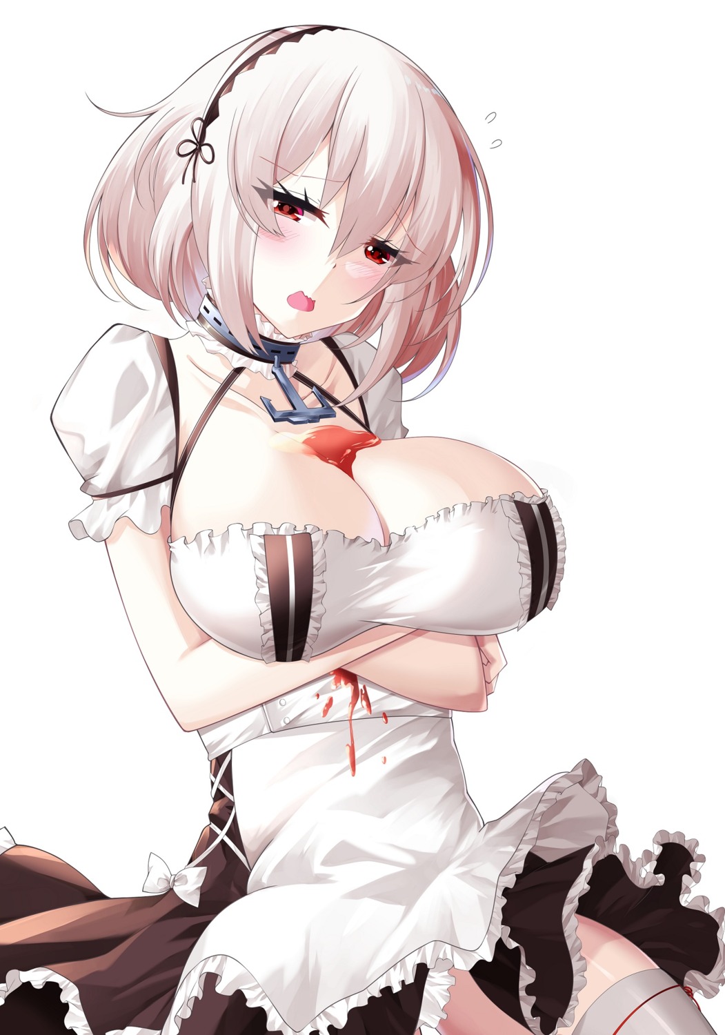 azur_lane cream maid no_bra sirius_(azur_lane) skirt_lift thighhighs yan_lie