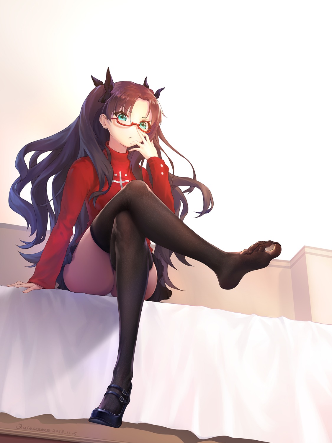 fate/stay_night feet megane pantsu shinchintaisha thighhighs toosaka_rin