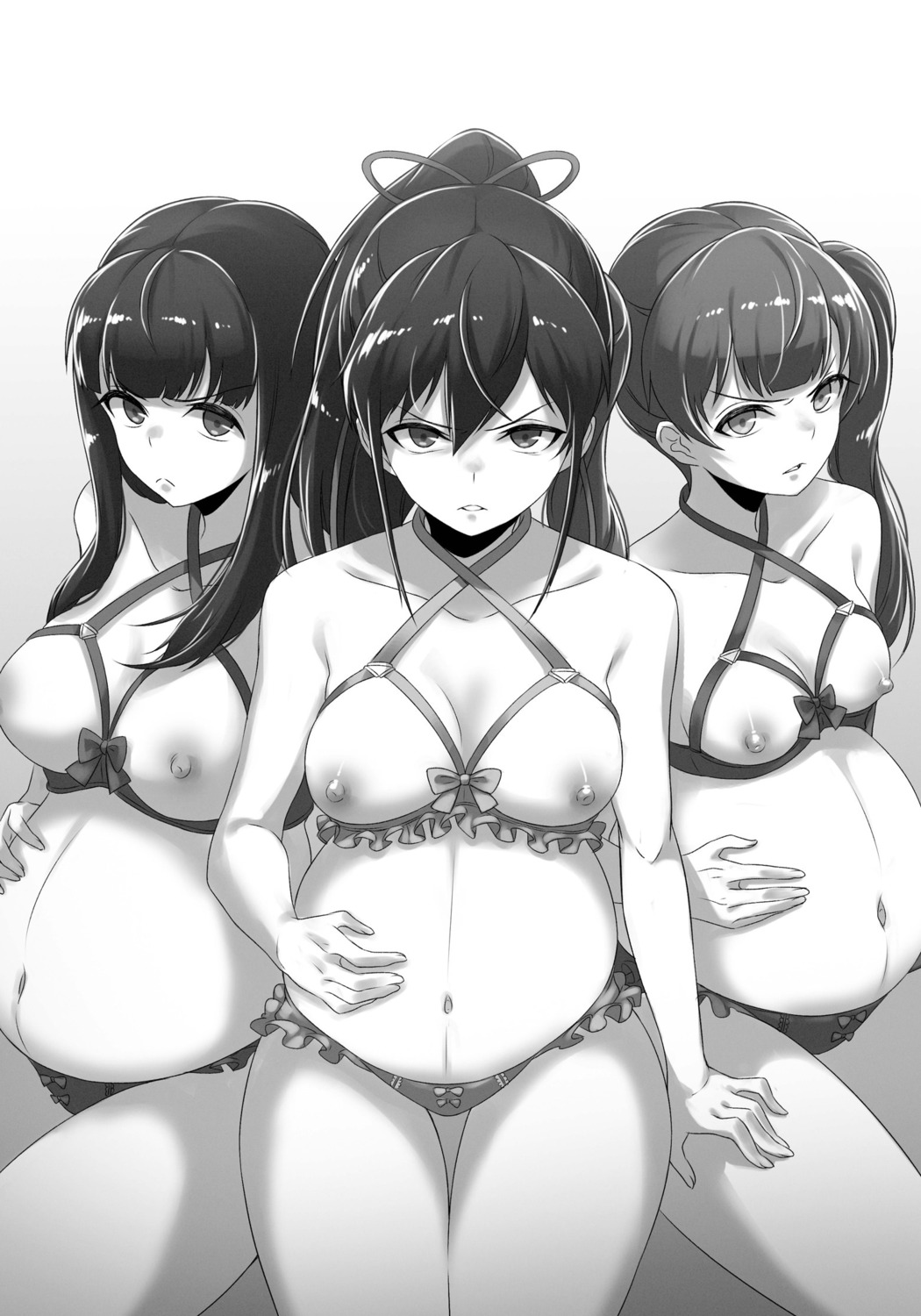 40hara bra breasts iya_na_kao_sare_nagara_kozukuri_sasete_moraitai lingerie monochrome nipples pantsu pregnant