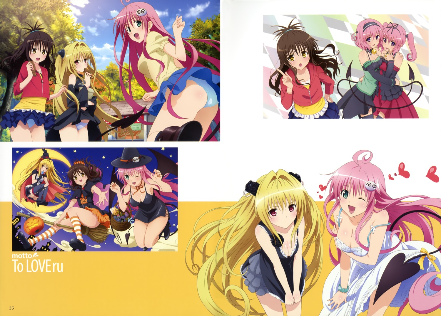 cleavage dress halloween kobayashi_chizuru konjiki_no_yami kutsuzawa_youko lala_satalin_deviluke momo_velia_deviluke nana_asta_deviluke pantsu tail to_love_ru to_love_ru_darkness tsurukubo_hisako yuuki_mikan