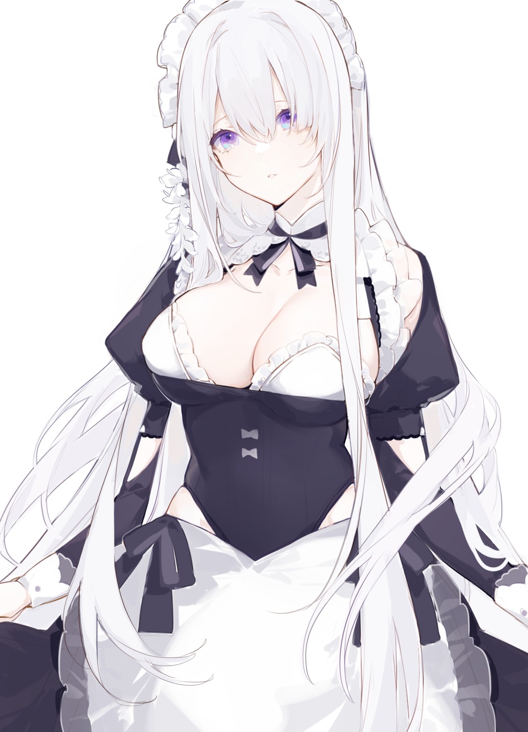 cleavage leotard maid miyuki_(miyuki0529) no_bra