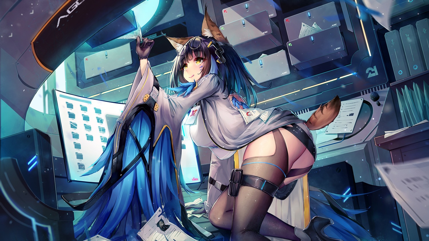 animal_ears ass code:_chimera dk_senie garter heels megane stockings tail thighhighs wallpaper