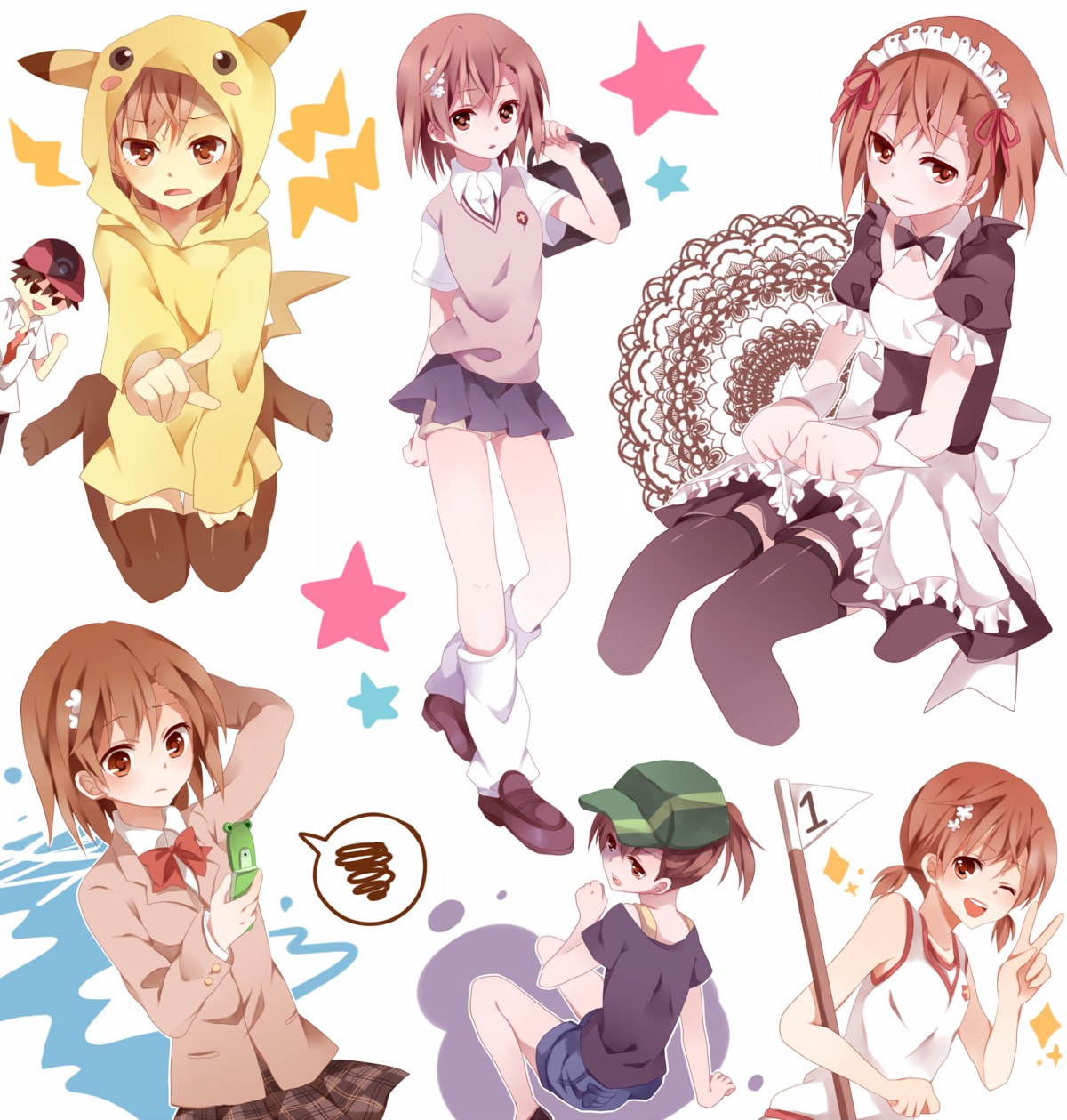 cosplay kouko maid misaka_mikoto pokemon seifuku thighhighs to_aru_kagaku_no_railgun to_aru_majutsu_no_index