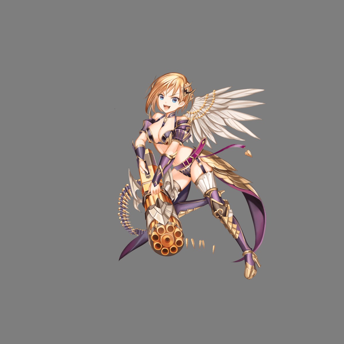 armor bikini_armor cleavage gun heels hoshi_no_girls_odyssey stockings thighhighs transparent_png wings