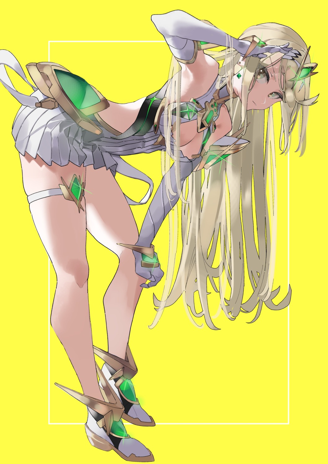 dress ekitabu_hosii garter hikari_(xenoblade_2) no_bra xenoblade xenoblade_chronicles_2