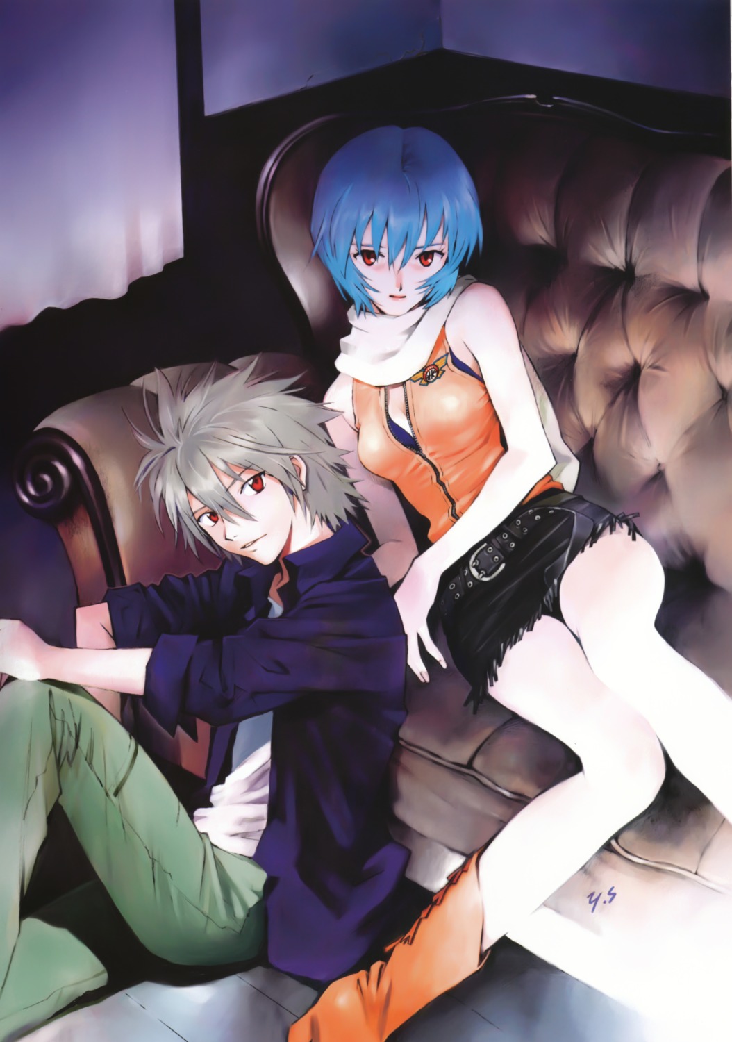 ayanami_rei nagisa_kaworu neon_genesis_evangelion sadamoto_yoshiyuki