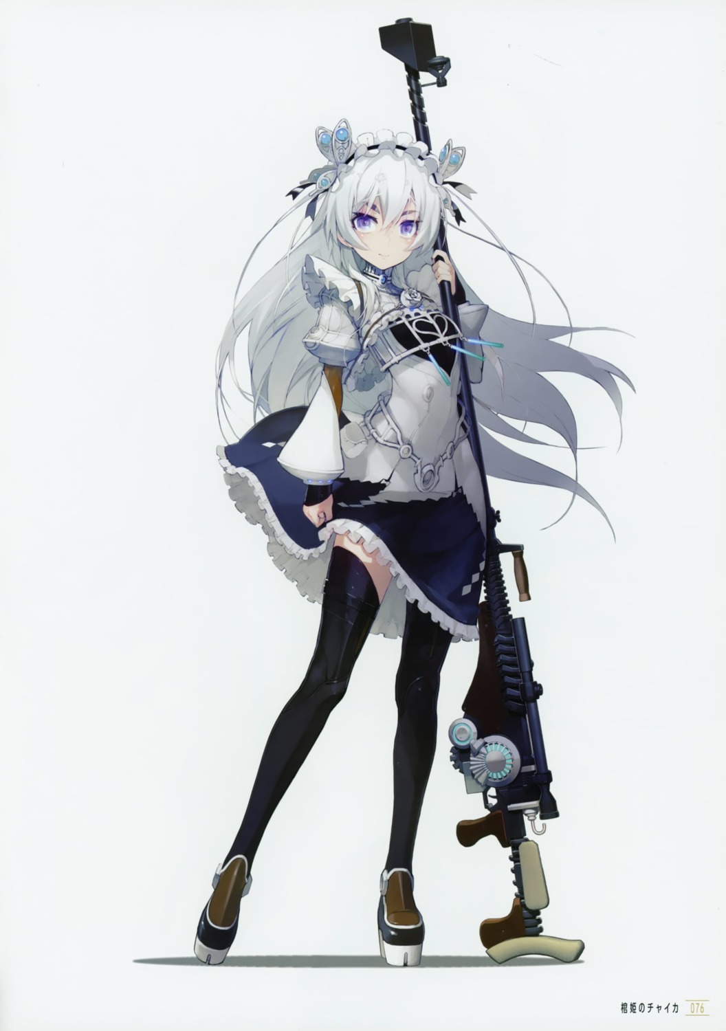 chaika_trabant gothic_lolita gun heels hitsugi_no_chaika lolita_fashion namaniku_atk skirt_lift thighhighs